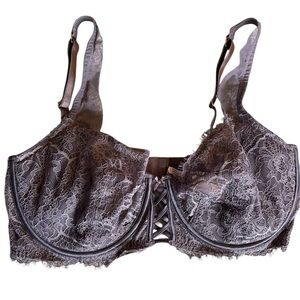 Victorias Secret 38DD Bodice balconette Elegant Lace Underwire Bra purple